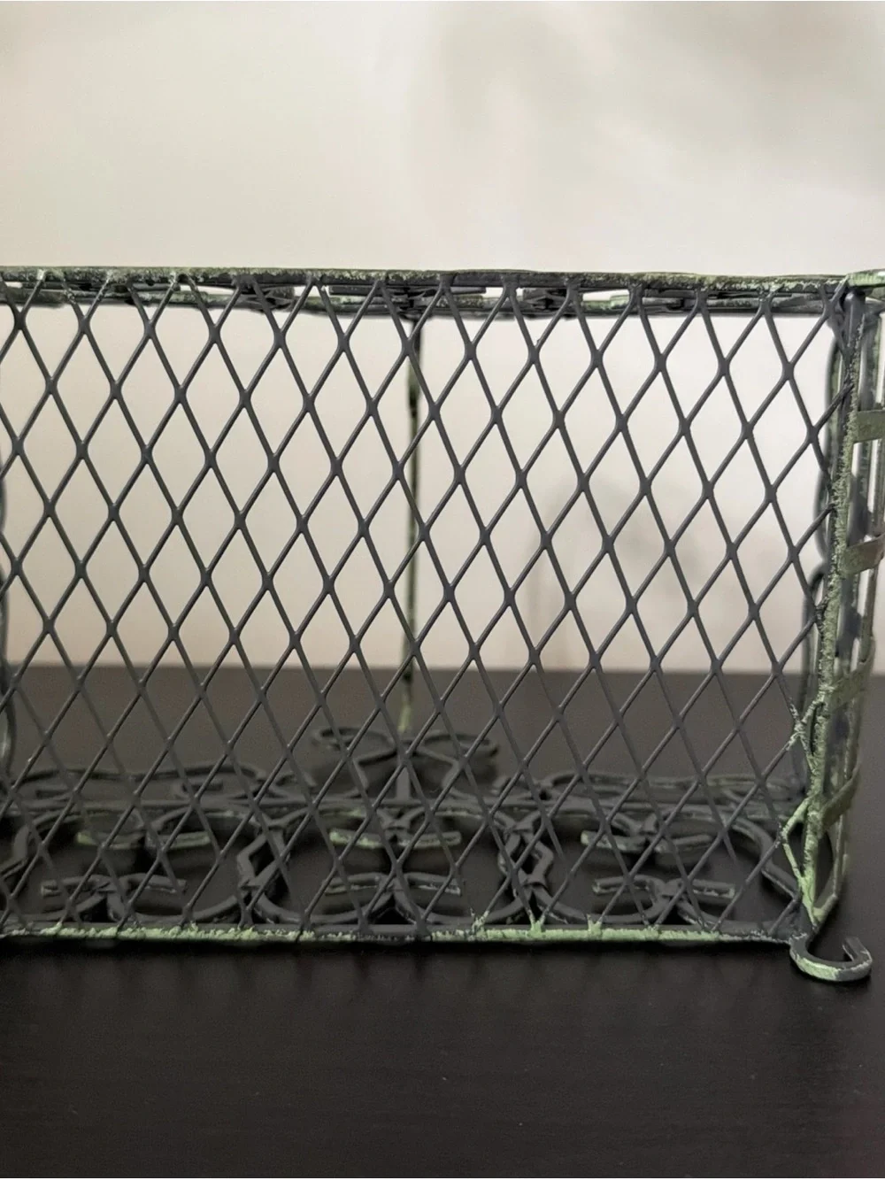 Metal-Wrought Iron Green Basket- French Country Style / Cottagecore/ Farmhouse
